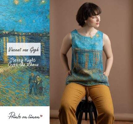 Starry Night Over the Rhône, Vincent van Gogh, Sleeveless linen women shirt, Linen shirt, linen top, PR0387
