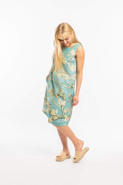 Almond Blossom, Linen women dress, Vincent van Gogh, summer dress, linen dress, 100% linen, PR1163