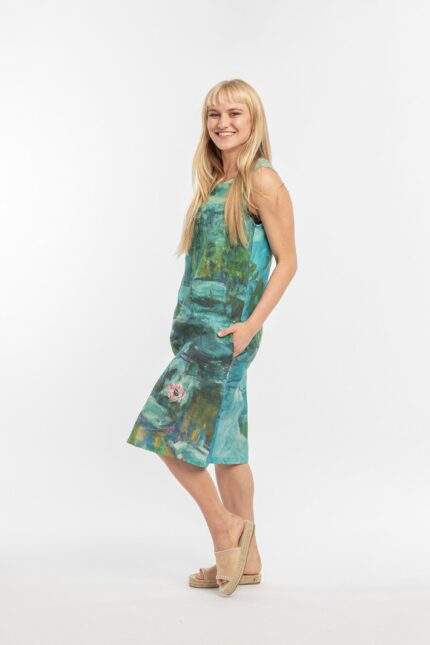 Linen women dress, Claude Monet, Water Lilies, summer dress, linen dress, 100% linen, linen summer dress, PR1276