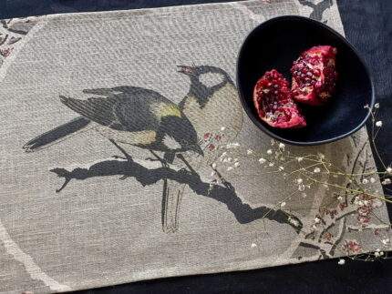 Placemats set, Winter & Birds, linen placemats, Christmas placemats, PR0877
