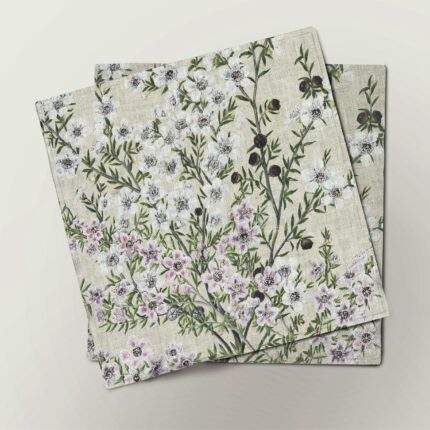 Napkin set, Antique plant Manuk, Sarah Featon (1848 - 1927), fabric napkins, vintage napkins, PR0439
