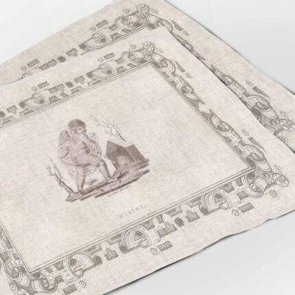 Placemats set, Putto with shawl, Willem van Senus, 1808, linen placemats, 100% linen, PR1236