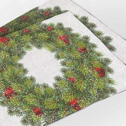 Placemats set, Christmas Wreath, Red decorations, Snowflakes, Holiday decor, Christmas placemats, Christmas decor, PR0422