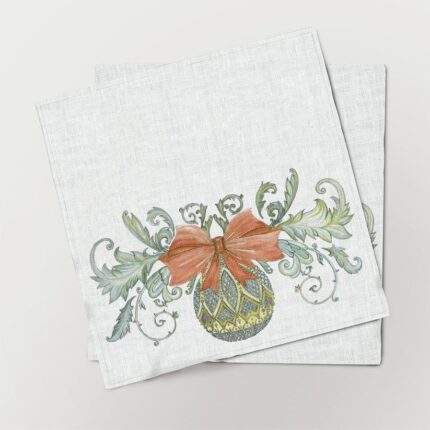 Napkins set, Christmas 1920, Art deco Christmas, Vintage napkins, 100% linen, PR0490