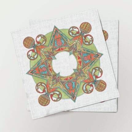 Napkins set, Christmas View Through Kaleidoscope, Christmas napkins, Ethnic napkins, PR1057