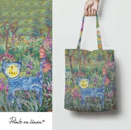 Van Gogh, tote bag, cat, cats, linen bag, art print, birthday gift, shoulder bag, PR0540