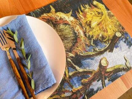 Placemats sets, Van Gogh, Sunflowers, Summer, linen placemats, 100% linen, PR0553