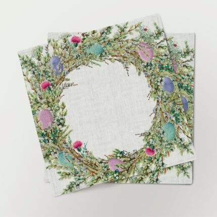 Napkins set, Easter Wreath, Mother's day gift, 100% linen, party decor, Easter table decor, Easter decor, PR1164