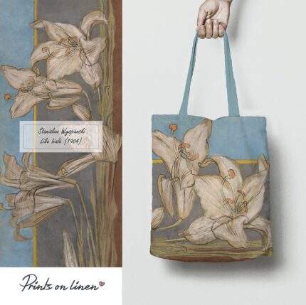 Tote bag, Lilie Biale, 1094, Stanisław Wyspiański, linen tote bag, 100% linen, PR1129