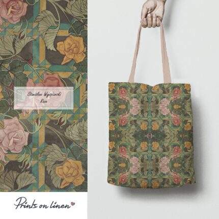 Tote bag, Roze, Stanisław Wyspiański, linen tote bag, 100% linen, PR1123