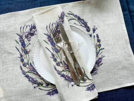 Placemats, Lavandula, Plant placemats, 100% linen, lavenders, linen placemats, wholesale placemats, purple linen placemats, PR0178