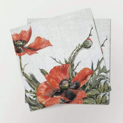 Napkins set, Red Poppies 1929, Charles Demuth, linen napkins, Poppies napkins, Poppies flowers, PR1250
