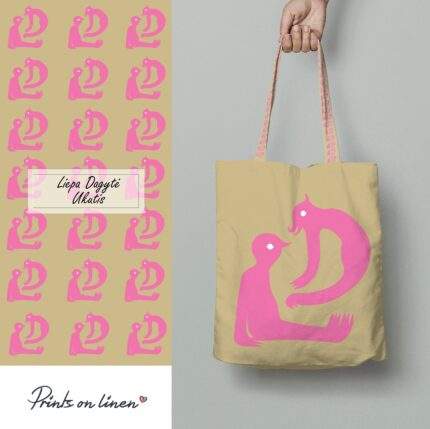 Tote bag, Ukutis, Liepa Dagyte, linen tote, designer bag, PR1234