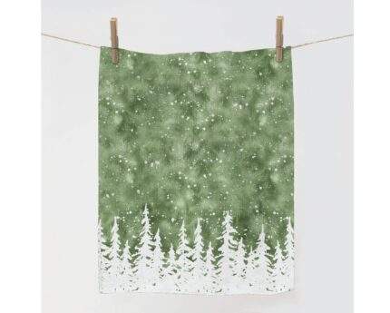 Christmas towel, Pine trees in snow, Winter decor, Christmas kitchen decor, Christmas decor, Christmas ornaments, 100% linen,  PR0262