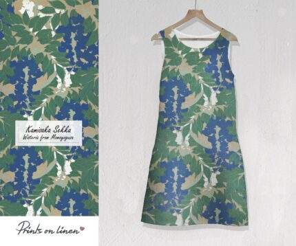 Linen dress, Kamisaka Sekka, Wisteria from Momoyogusa, summer dress, linen women dress, 100% linen, PR1019