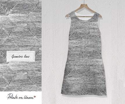 Geometric lines, linen women dress, 100% linen, street dress, designer dress, hipster dress, PR1009