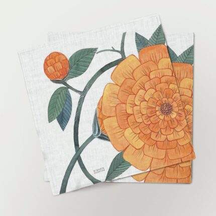 Napkins set, Dandelions, eclectic decor, geometrical floral, botanic details, linen napkins, PR0749