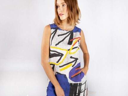 Linen dress, graffiti, street wear, urban dress, skater dress, linen women dress, 100% linen, custom size, wholesale dress,  PR0224