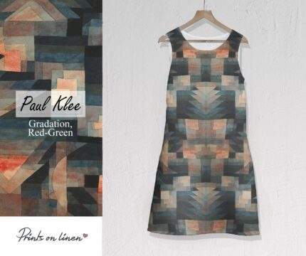 Linen dress, Paul Klee, Gradiation, Red-Green, Sleeveless, 100% linen, Summer dress, PR1639
