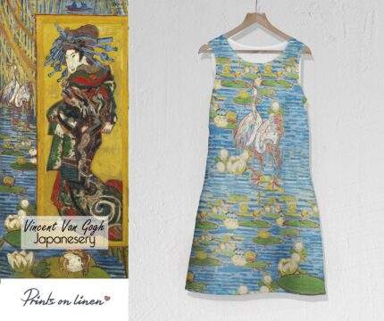 Linen dress, Vincent Van Gogh, Japanesery, Sleeveless, 100% linen, Summer dress, PR1615