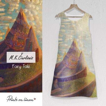 Linen dress, M. K Čiurlionis, Fairytale, Sleeveless, 100% linen, Summer dress, PR1618