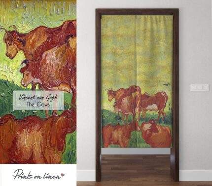 Noren curtain, Vincent Van Gogh, The Cows, linen curtains, door curtain, 100% linen, panel curtain, closet cover, PR1403