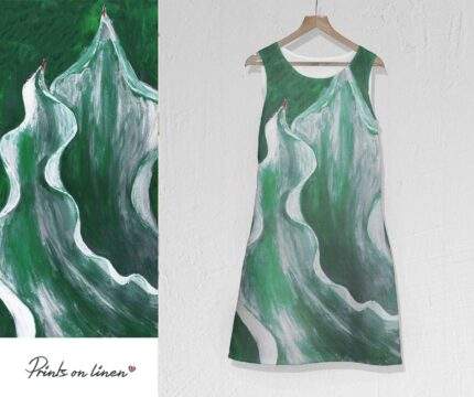 Linen dress, Green Fashion, White, Sleeveless, 100% linen, Summer dress, PR1600
