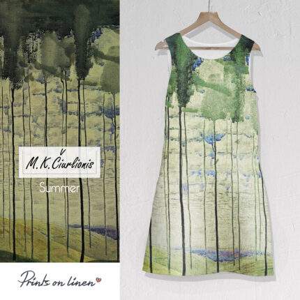 Linen dress, M. K. Čiurlionis, Summer, Sleeveless, 100% linen, Summer dress, PR1664