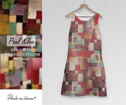 Linen dress, Paul Klee, Red-green and Violet-yellow Rhythms, Sleeveless, 100% linen, Summer dress, PR1638