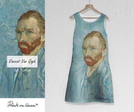 Linen dress, Vincent Van Gogh, Self Portrait, 100% linen, Sleeveless, Summer dress, PR1602
