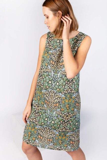 Linen dress, William Morris, Blackthorn, 100% linen, sleeveless dress, bohemian dress, PR1886