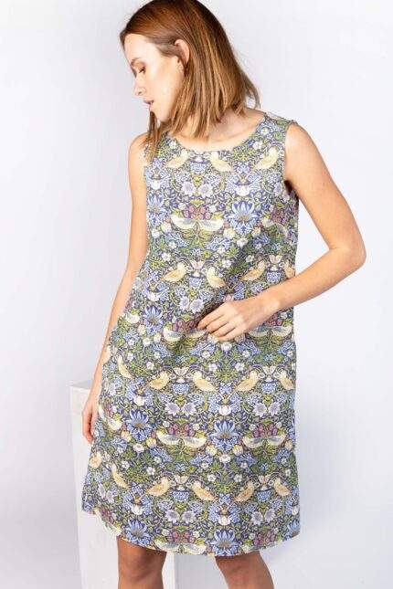 Linen dress, William Morris, Strawberry Thief, 100% linen, sleeveless dress, bohemian dress, PR1891