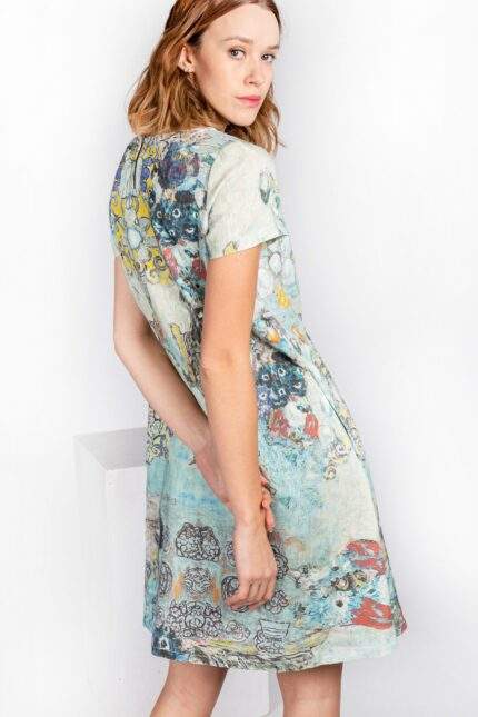 Linen dress, Linen dress, Gustav Klimt, Portrait of Maria Munk, 100% linen, short sleeves dress, bohemian dress, PR2046