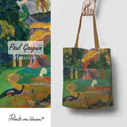 Linen Tote Bag, Paul Gauguin, Matamoe, Tote bag, 100% linen, Made in Lithuania, Hand Made Tote, Shopping bag, PR2447