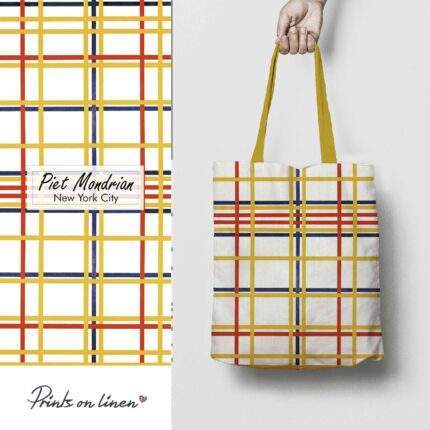 Linen Tote Bag, Piet Mondrian, New York City, Tote bag, 100% linen, Made in Lithuania, Hand Made Tote, Shopping bag, PR2446
