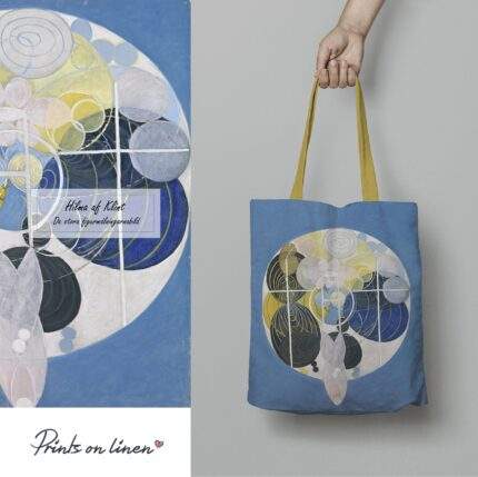 Linen Tote Bag, Hilma af Klint, Tote bag, 100% linen, Made in Lithuania, Hand Made Tote, Shopping bag, PR2428