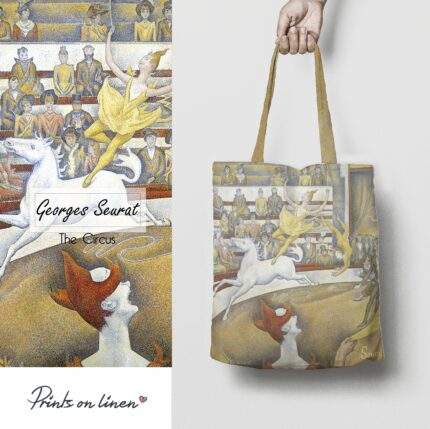 Linen Tote Bag, Geroges Seurat, The Circus, Tote bag, 100% linen, Made in Lithuania, Hand Made Tote, Shopping bag, PR2459