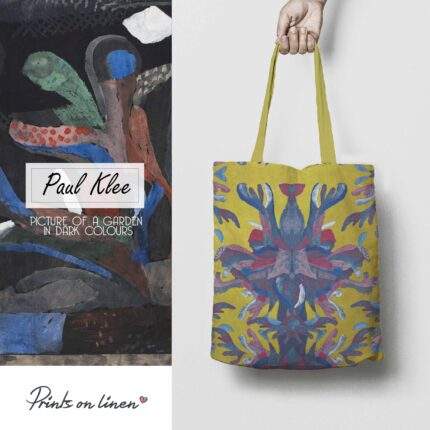Linen Tote Bag, Paul Klee, Picture of a Garden in Dark Colours, Tote bag, 100% linen, Made in Lithuania, Hand Made Tote, Shopping bag, PR2461