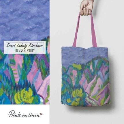 Linen Tote Bag, Ernest Ludwig Kirchner, In Serdig Valley, Tote bag, 100% linen, Made in Lithuania, Hand Made Tote, Shopping bag, PR2478