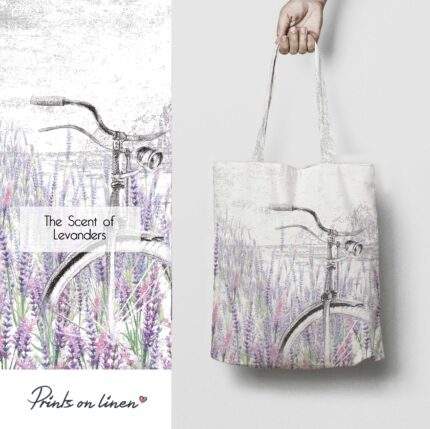 Linen Tote Bag, The Scent of Levanders, Tote bag, 100% linen, Made in Lithuania, Hand Made Tote, Shopping bag, PR2475