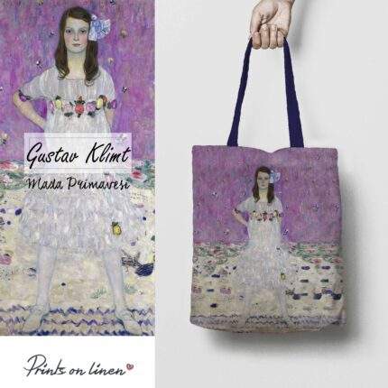 Linen Tote Bag, Gustav Klimt, Mäda Primavesi, Tote bag, 100% linen, Made in Lithuania, Hand Made Tote, Shopping bag, PR2473