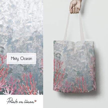 Linen Tote Bag, Misty Ocean, Tote bag, 100% linen, Made in Lithuania, Hand Made Tote, Shopping bag, PR2470