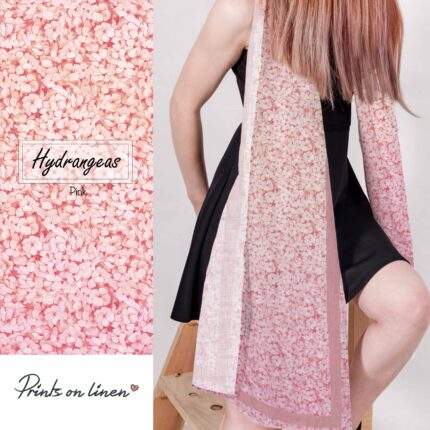 Linen scarf, Hydrangeas, Pink, blanket scarf, linen shawl, vintage scarf, gift for her, boho scarf, gift for mom, bridesmaid gift, PR2509