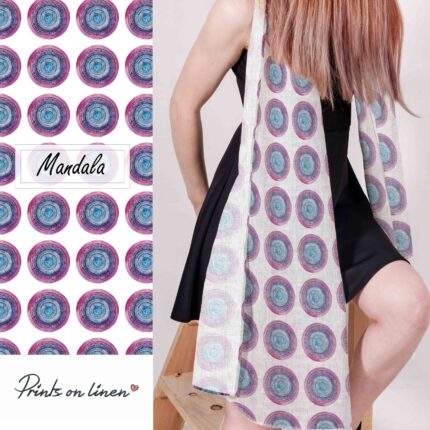 Linen scarf , Mandala, blanket scarf, linen shawl, vintage scarf, gift for her, boho scarf, gift for mom, bridesmaid gift, PR2514