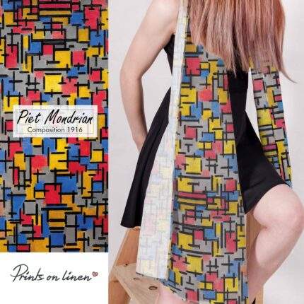 Linen scarf ,Piet Mondrian, Composition 1916, blanket scarf, linen shawl, vintage scarf, gift for her, boho scarf, gift for mom, bridesmaid gift, PR2518