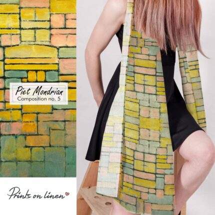 Linen scarf ,Piet Mondrian, Composition no. 5, blanket scarf, linen shawl, vintage scarf, gift for her, boho scarf, gift for mom, bridesmaid gift, PR2519