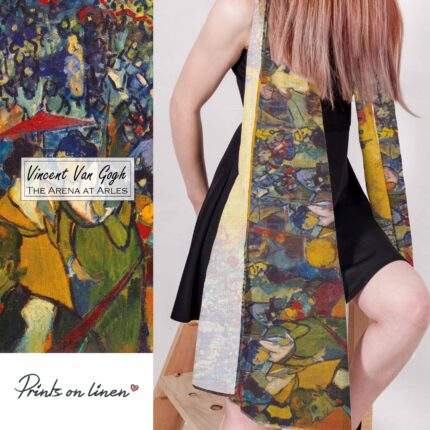 Linen scarf, Vincent Van Gogh, The Arena at Arles, blanket scarf, linen shawl, vintage scarf, gift for her, boho scarf, gift for mom, bridesmaid gift, PR2540