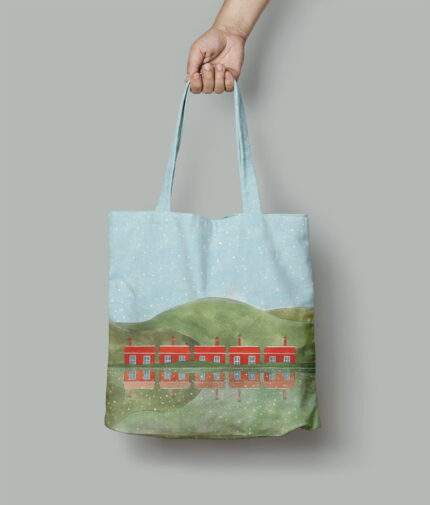 Linen Tote Bag, Winter Reflection, Tote bag, 100% linen, Made in Lithuania, Hand Made Tote, Shopping bag, PR2925