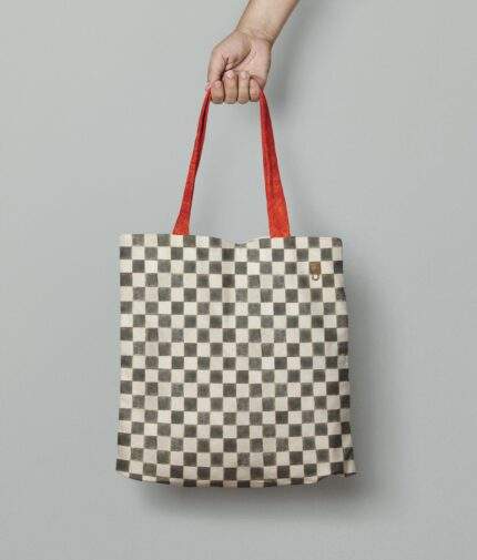 Linen Tote Bag, Chess Pattern, Tote bag, 100% linen, Made in Lithuania, Hand Made Tote, Shopping bag, PR3029