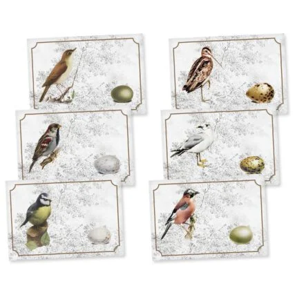 Six Placemats, Birds&Eggs, 100% linen, fabric placemats, PR3049